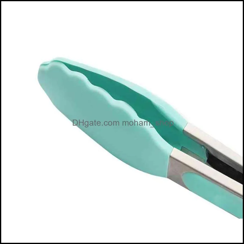 silicone bakeware stainless steel bbq bread clip grilling salad serving tong nonstick kitchen accessories cooking tongs barbecue clips tools