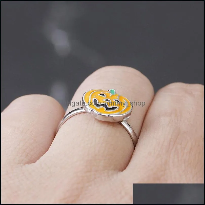 halloween  gift pumpkin open ring alice in wonderland ring for women men halloween creative simple design wholesale jewelry