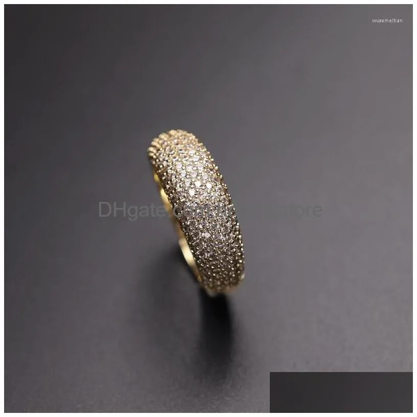 cluster rings luxury stack stacking micro pave cubic zirconia ring for women gold color open adjustable finger wedding party jewelry