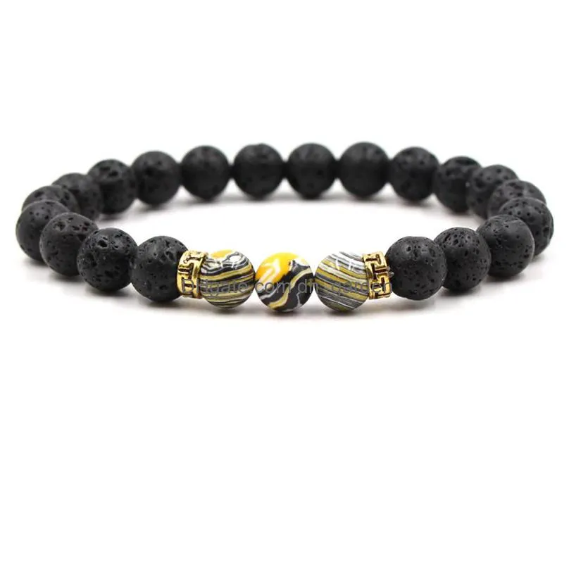 8mm black lava stone beads strand bracelet diy  oil diffuser bracelet for women men jewelry