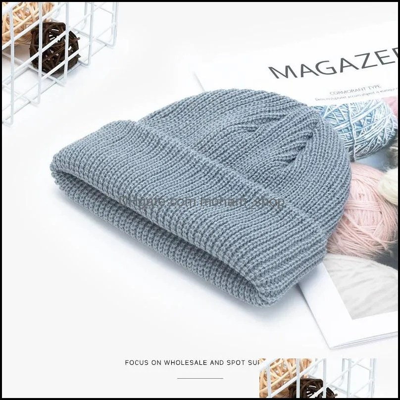 women knitted hats thermal skullcap autumn winter warm men beanie hat unisex winter retro brimless fashion melon cap vt1793