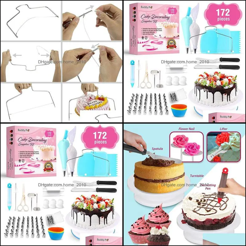 baking pastry tools 172piece cake turntable decoration nozzle set piping bag tpu russian reusable mold