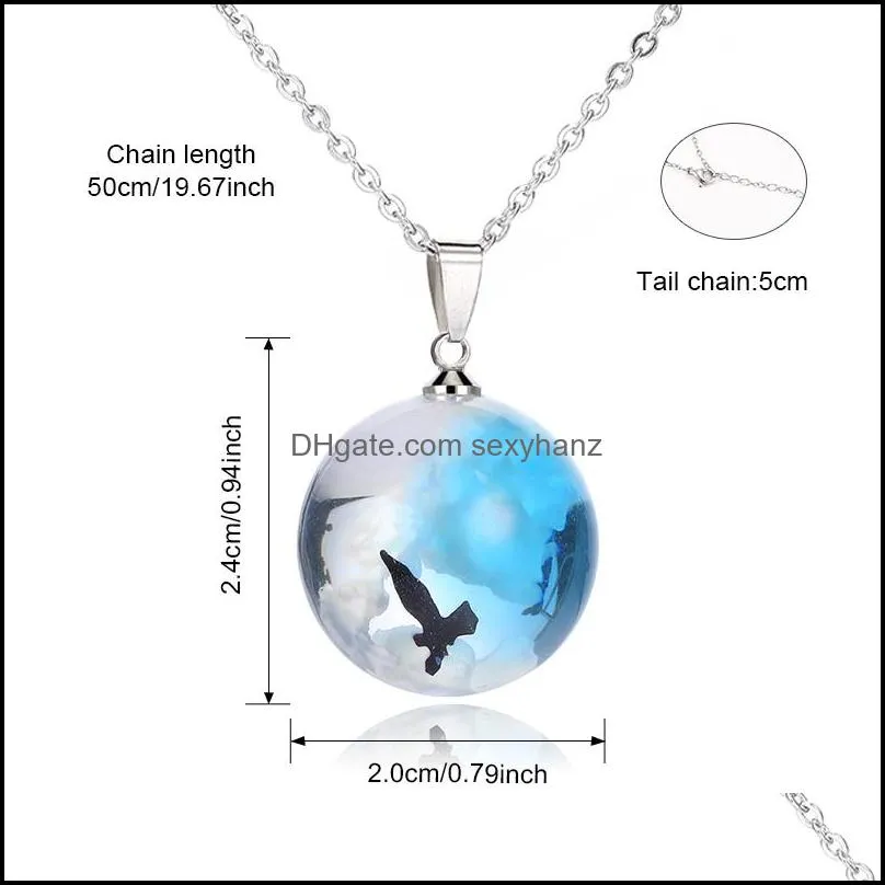 nature blue sky clouds pendant necklace for women cloud resin transparent ladies necklace ball moon necklaces jewelry gift accesorios