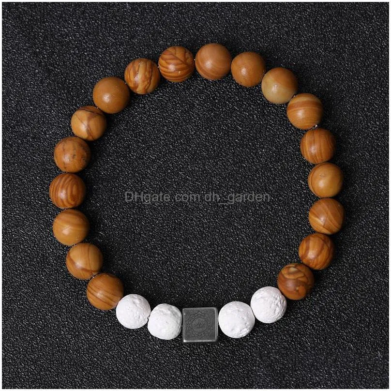 8mm white dyed lava stone chakra stone strand bracelets for women men yoga buddha energy jewelry