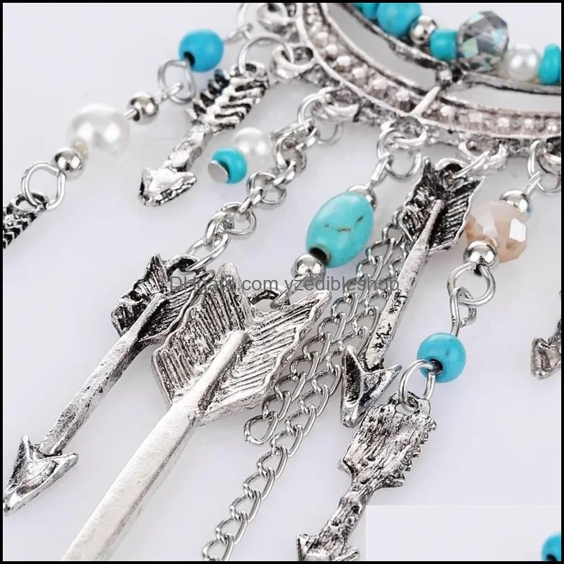 chains fashion fine jewelry retro ethnic style pearl beaded cupids arrow multi necklaces pendant for women