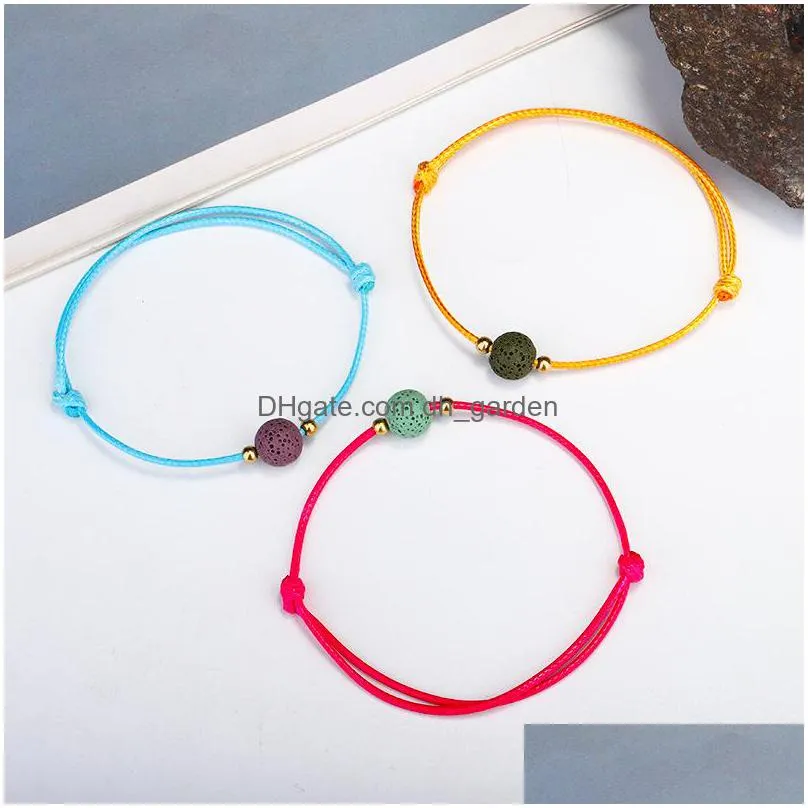 handmade natural stone strand bracelets colorful lava stone beads charm rope wrap bracelet women friends jewelry birthday gift boho