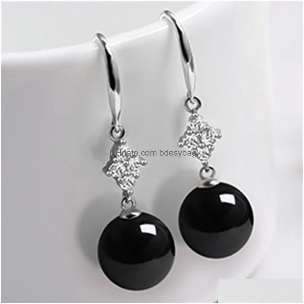 round earrings cat eye stone silver earrings dangle hook gemstone dia 10mm earrings jewelry for women