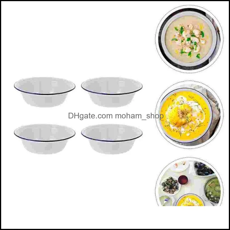 bowls 4pcs thickened soup basins practical enamel kitchenware
