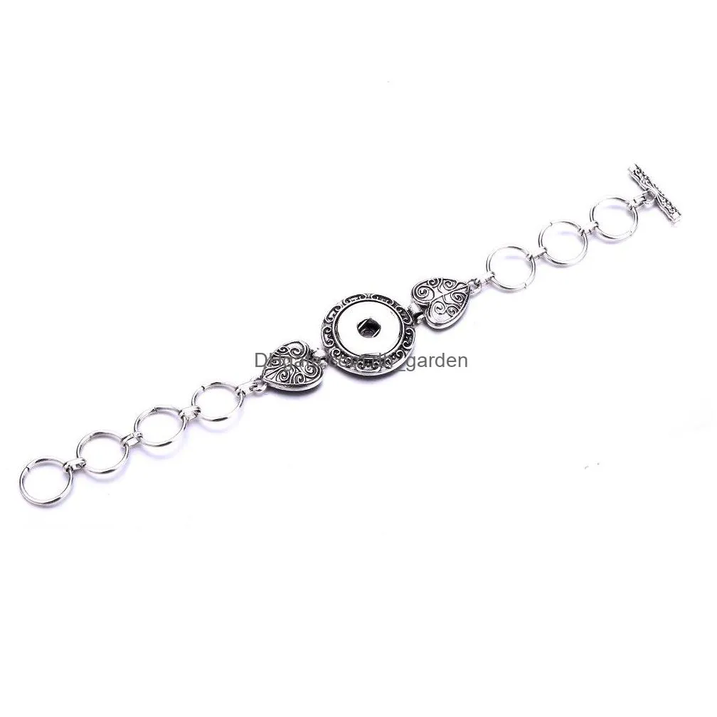 colorful silver gold rose color 18mm snap button heart charms bracelet bangle for women supplier wholesale