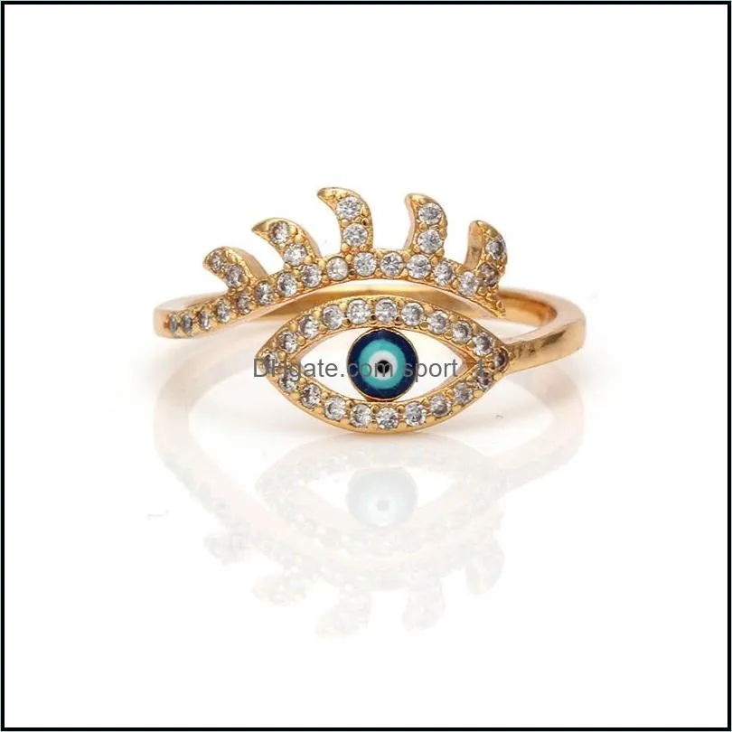 s2230 fashion jewelry evil eye ring rhinstone blue eyes adjustable rings c3