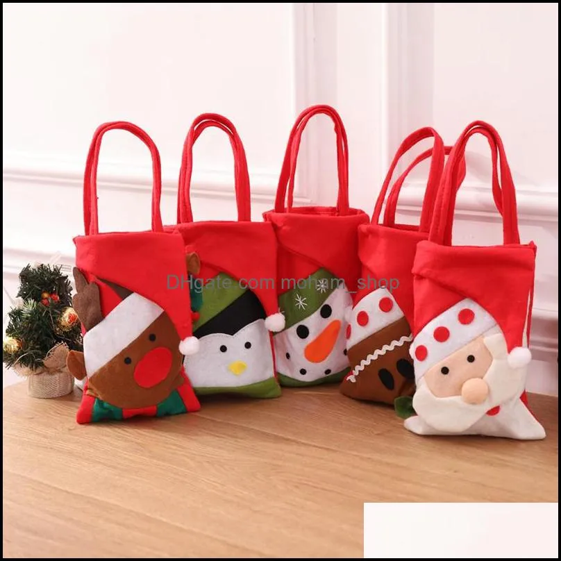 5 styles christmas candy bags handbag ornament creative christmas felt cloth gift bag santa christmas decoration promotional items