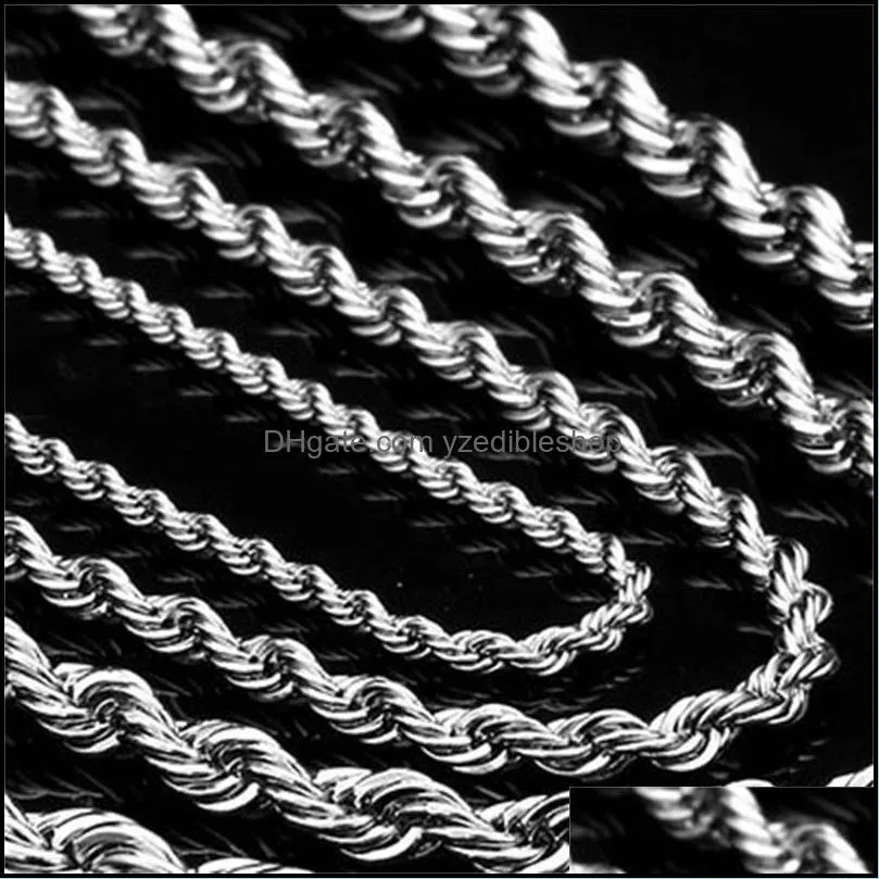 2mm5mm stainless steel necklace twisted rope chain link for men women 45cm75cm length with velvet bag c3