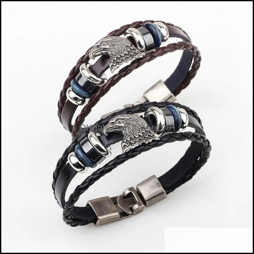 pretty  head bracelet vintage bracelet multi layer punk men bracelets male men chic jewelry