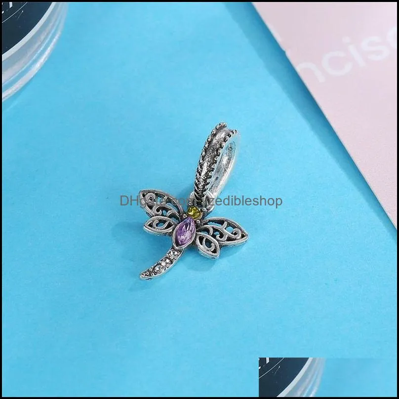 1pcs cute dragonfly pendant diy beads adapting to original pandora charm bracelet ladies jewelry making gifts 100c3