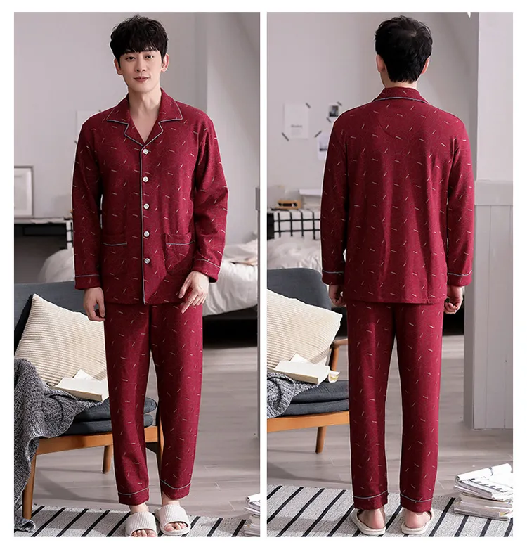 Men's Sleepwear Red Plaid Men Pajama Spring Summer Cotton Pajama Sets Casual Male Pijama Super Quality Breathable Comfortable Sleepwear