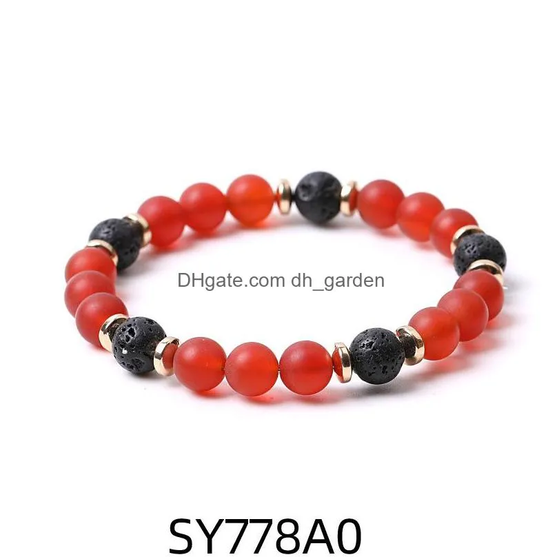 8mm matte red agate stone beads hematite lava stone strand bracelets for women men yoga buddha energy jewelry