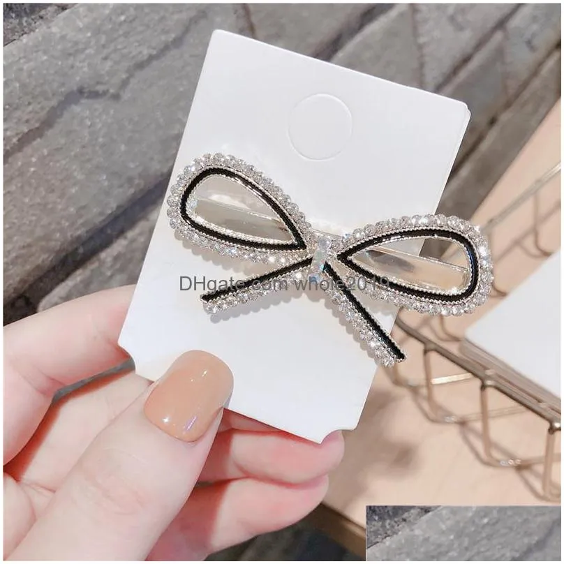 fashion jewelry rhinstone bowknot flower hair clip barrette womens girls hairpin barrettes dukbill toothed bobby pin