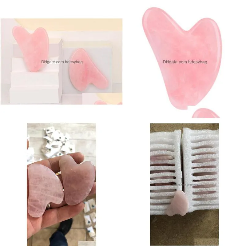 natural rock crystal quartz heart shape powder crystal health scraping board face beauty health scraping tablets