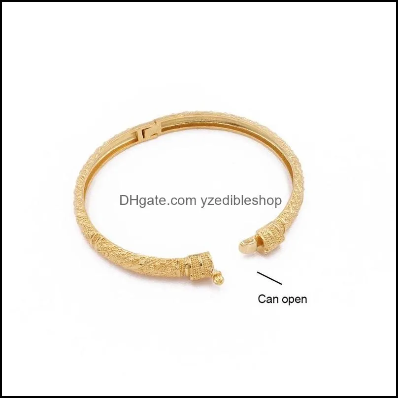 1pcs/lot 24k crown cuff gold color bangle bracelet fashion can open women man copper big ring bracelets jewelry gift 20211223 t2