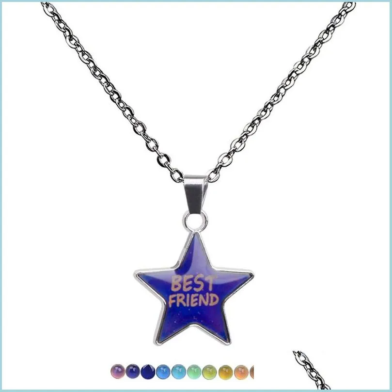 alloy necklace star temperature change color pendant necklaces jewelry for girls gift 4 3la q2