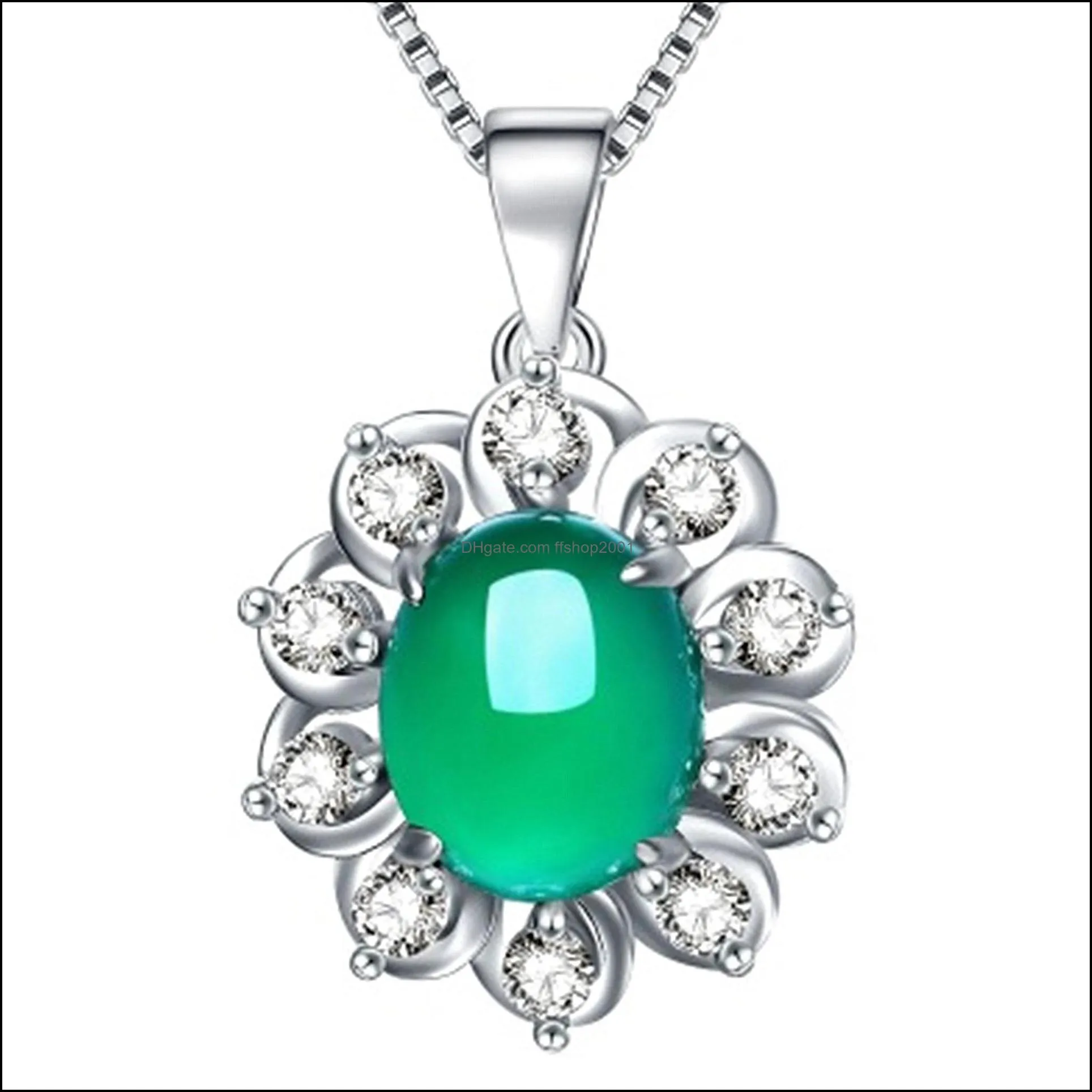 emerald necklace for woman luxury jewelry girls sexy clavicle chain necklace 925 stamp silver necklaces