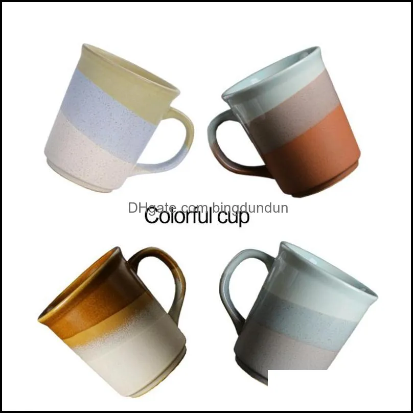 mugs hand painted colorful ceramic milk cupswith handle handmade rule cups for coffee tea oatmeal creative birthday gifts