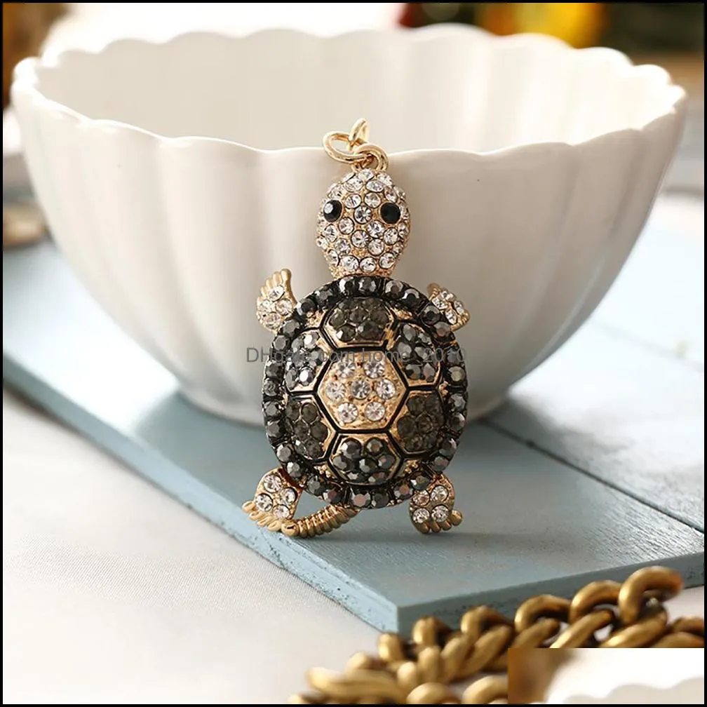 color diamond cute turtle creative metal keychain pendant car key women bag tag fashion accessories festival and holiday gift
