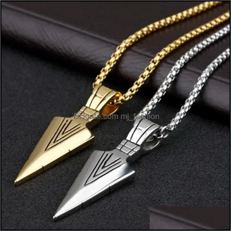 hip hop jewelry rock alloy arrow pretty pendant necklace long chain silver gold plated fashion men jewelry gold chains for men