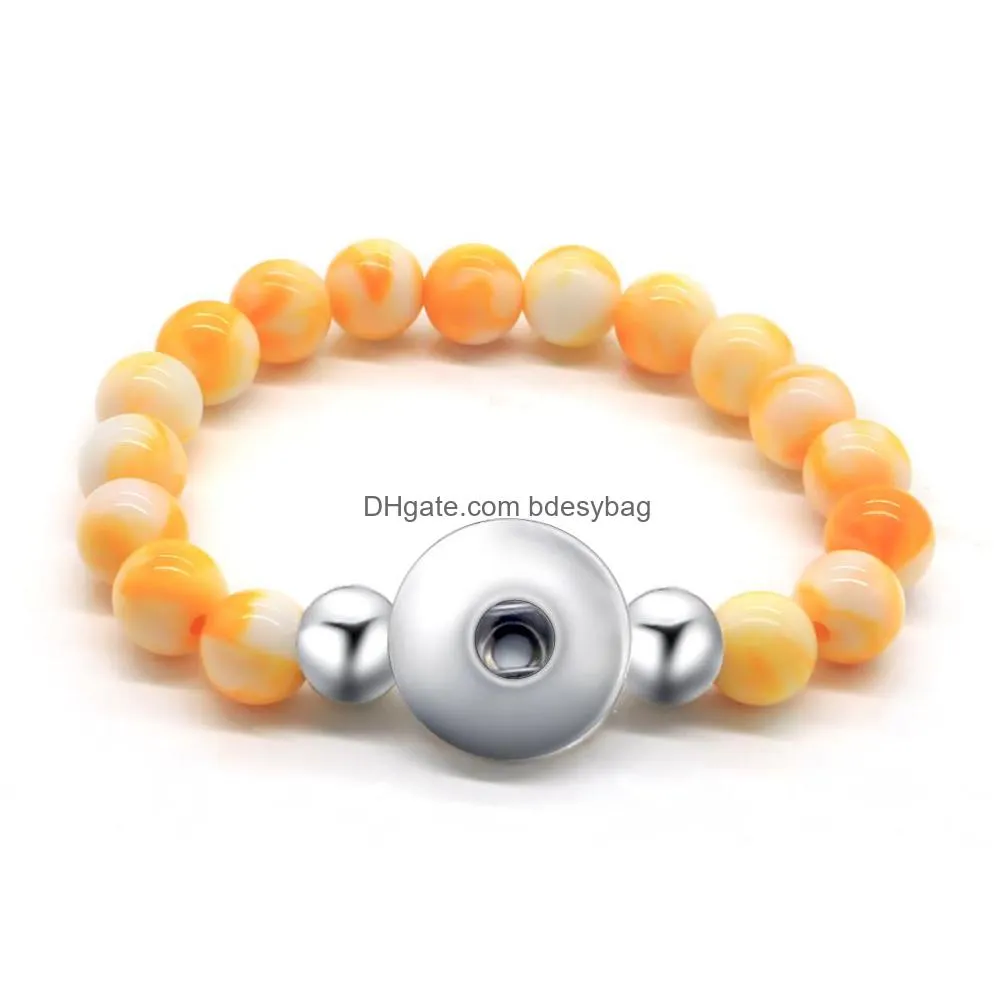natural stone snap strand bracelet handmade gemstone beaded bangle with button pendant bracelets for women