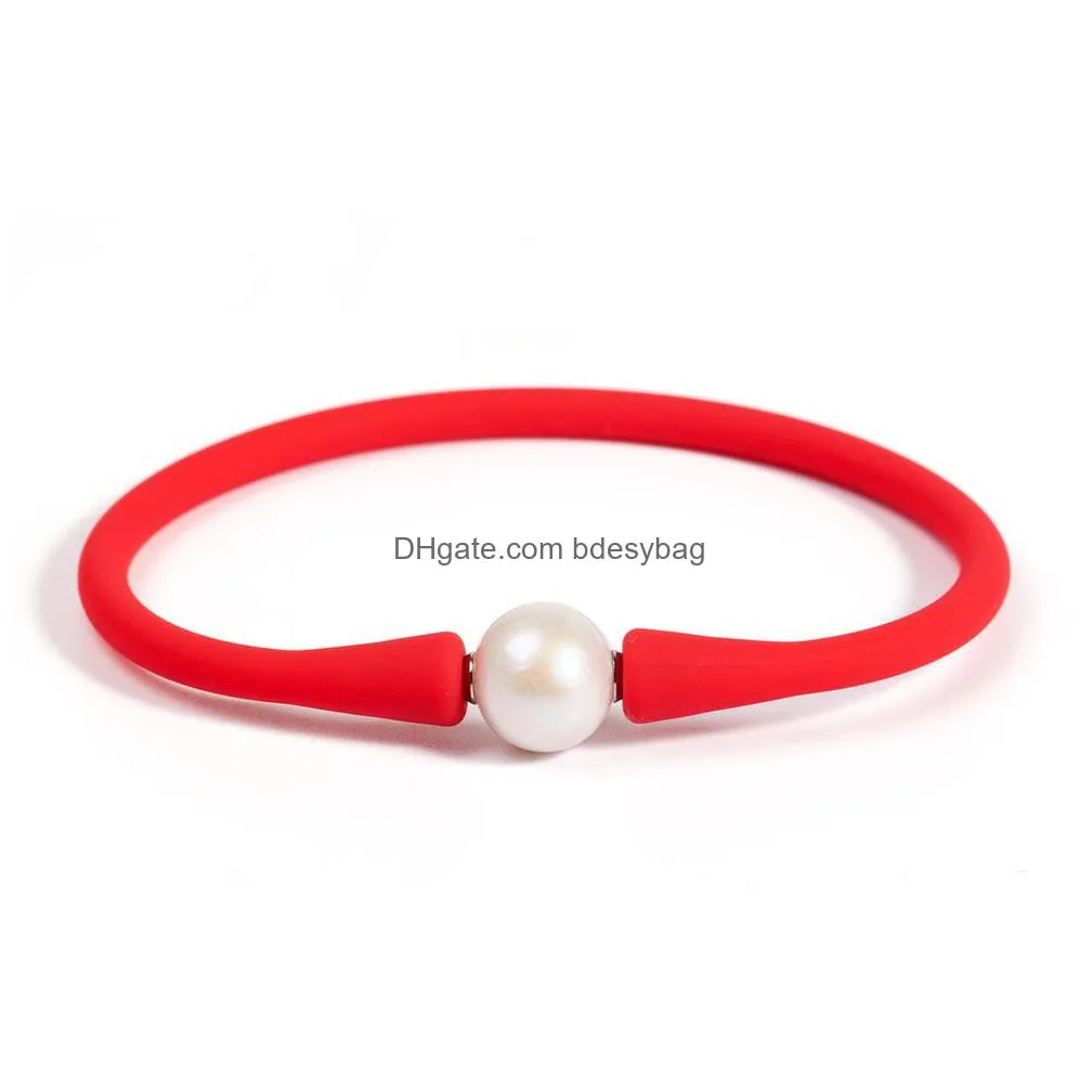 natural freshwater edison pearl strand bracelets cultured white color roud pearls elastic bangle for women jewelry