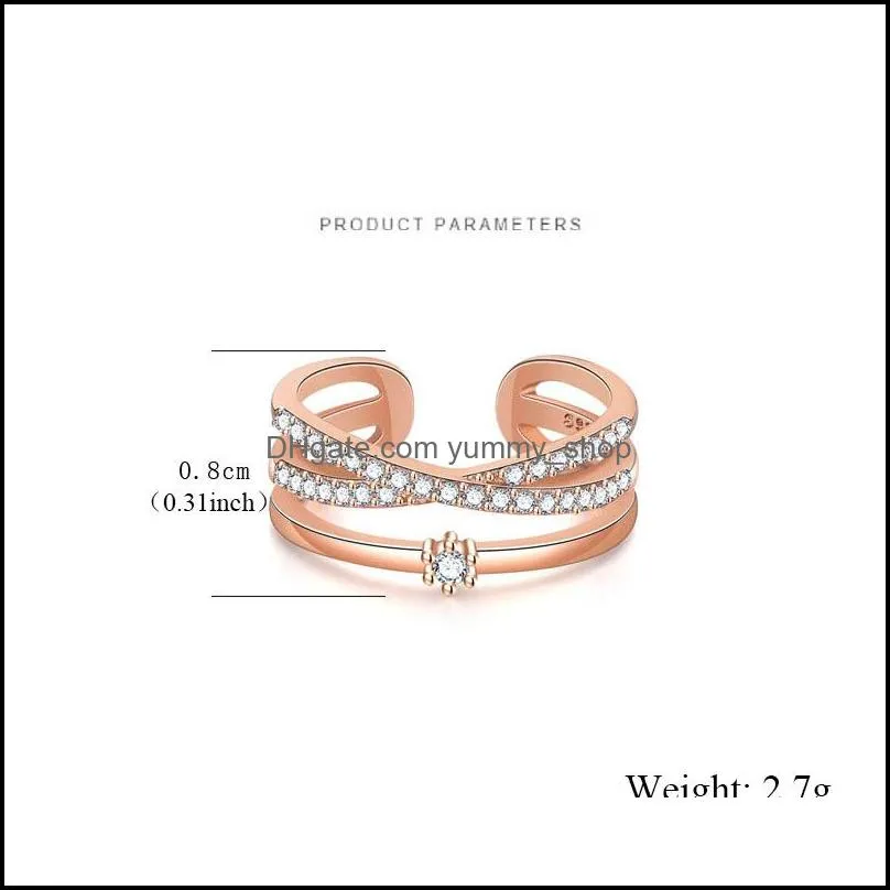 high quality zircon engagement crossover rings for women tiny rose gold silver forever love ring many styles for women lady party