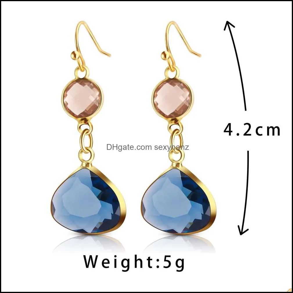 water drop earrings fashion gold crystal dangle earrings for women with square round geometry charms jewelry gift