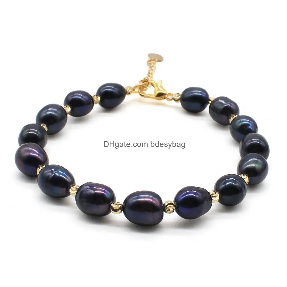 freshwater rice pearls strand bracelet natural color adjustable bracelets bangle for women jewelry love wish gift