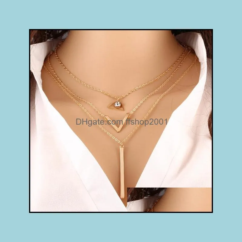 pretty choker collier necklaces boho pearls diamond chain multilayer necklaces for women men bar layered tassel metal gold chain