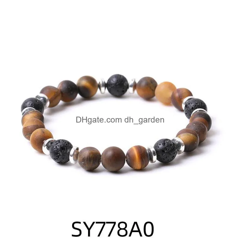 8mm matte tigers eye stone beads hematite lava stone strand bracelets for women men yoga buddha energy jewelry