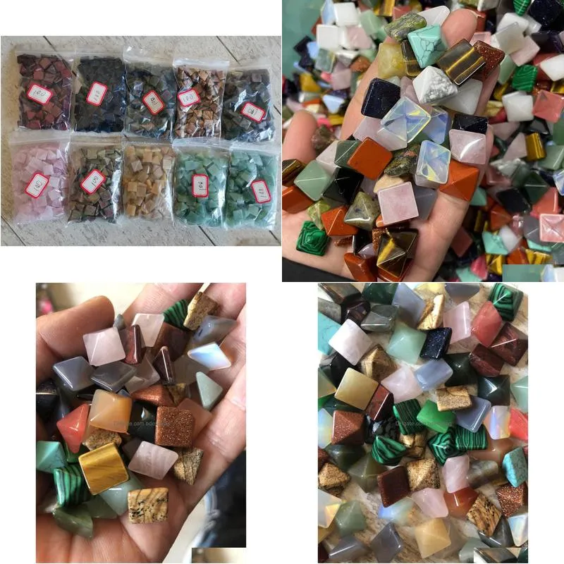 100pcs loose square gemstones pendant healing quartz natural cube size stone for women jewelry making