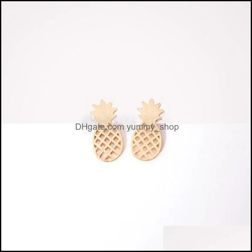 high quality arrival hollowed pineapple studs earrings unique design rose gold plating studs earring wholesale jewelry gift for