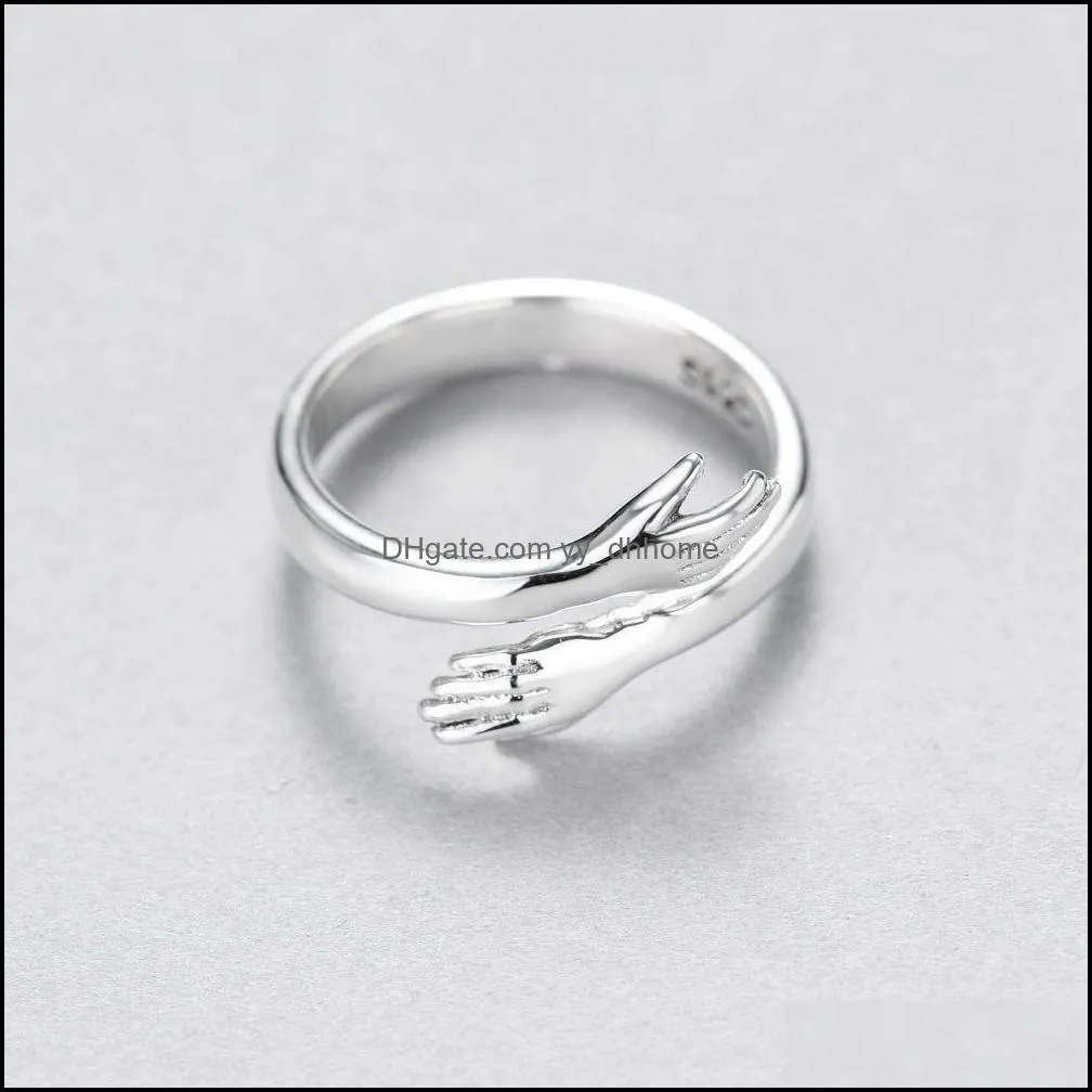 creative love hug silver color ring fashion lady open ring jewelry gifts for lovers