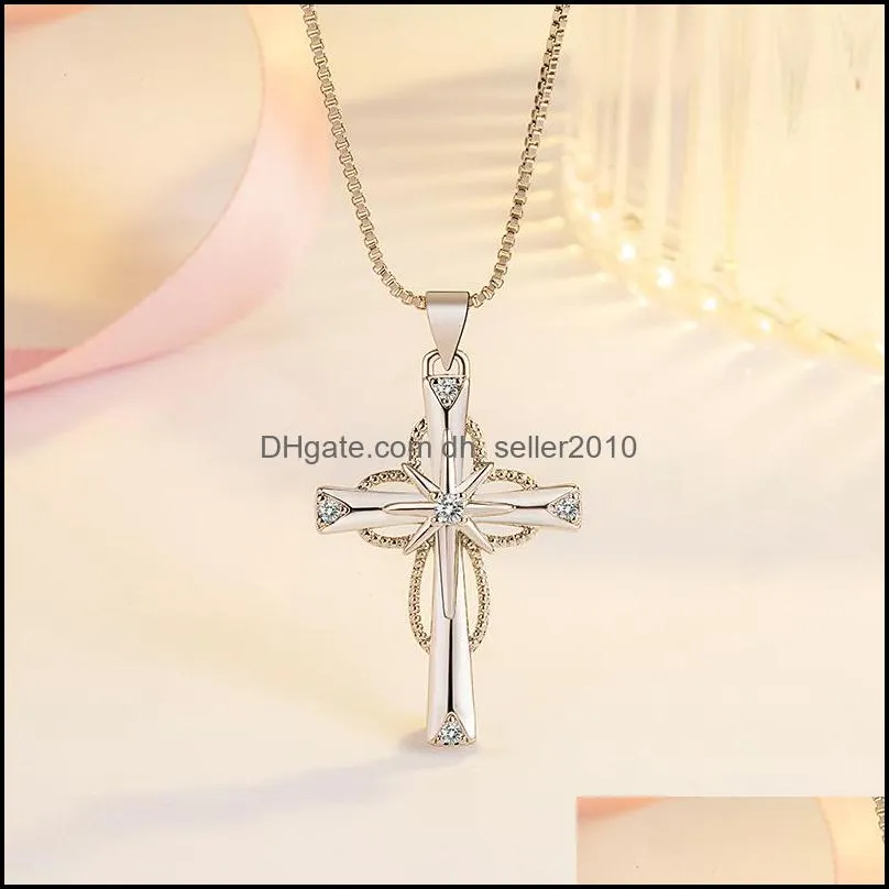 crystal faith hope love cross necklace for women jewelry valentines day necklace for girlfriend lover couple gift pendant