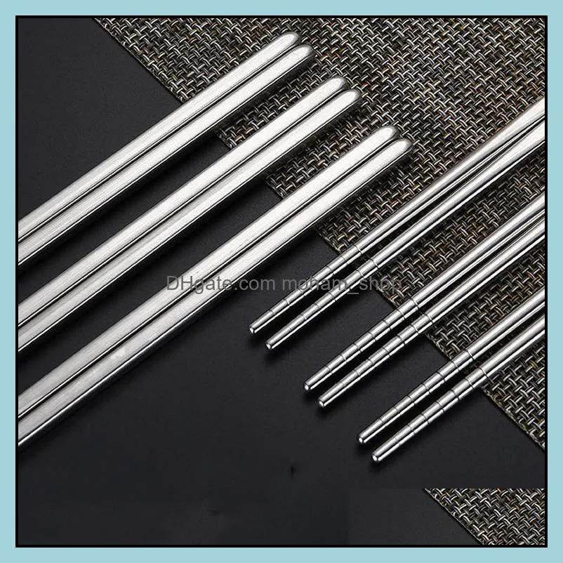 glossy stainless steel nonslip chopsticks silver square chopsticks stainless steel chopsticks 150pair 22.5cm dh0203