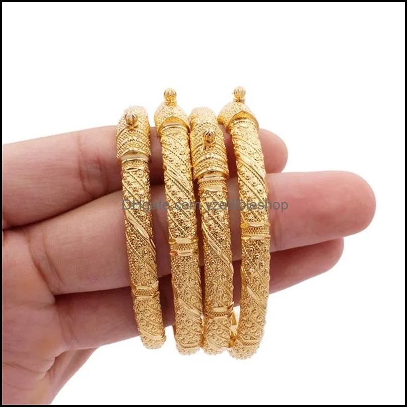 1pcs/lot 24k crown cuff gold color bangle bracelet fashion can open women man copper big ring bracelets jewelry gift 20211223 t2