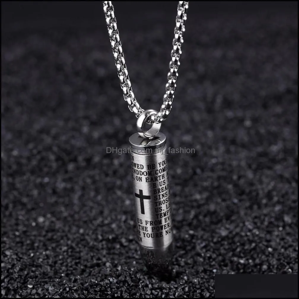 bullet necklace for lovers pendant stainless steel jewelry cross necklaces chain bible christian necklaces punk rock jewelry