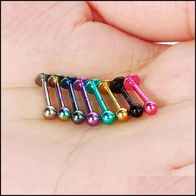 10pcs ball titanium stainless steel labret lip stud chin eyebrow nose stud ring bar tragus piercing body jewelry 668 t2