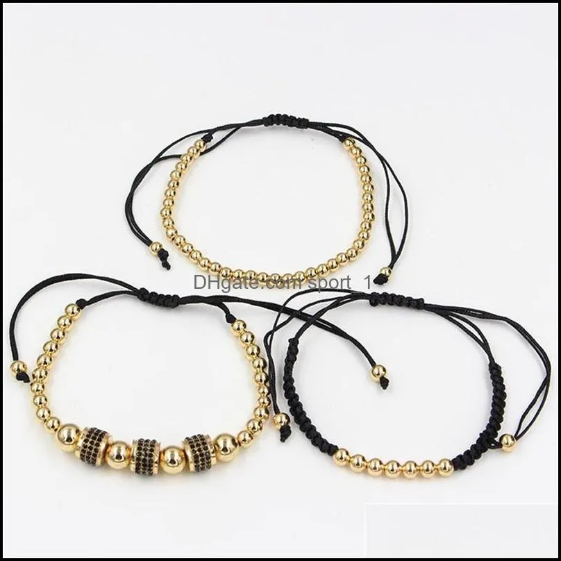 fashion punk gold bracelet women mens 3pcs/set couple bangle high quality beaded bracelets 3428 q2