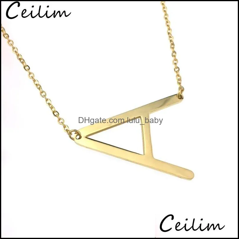  arrival 26 letters initial necklace pendant silver gold color alphabet women kolye collier friends family name necklaces jewelry