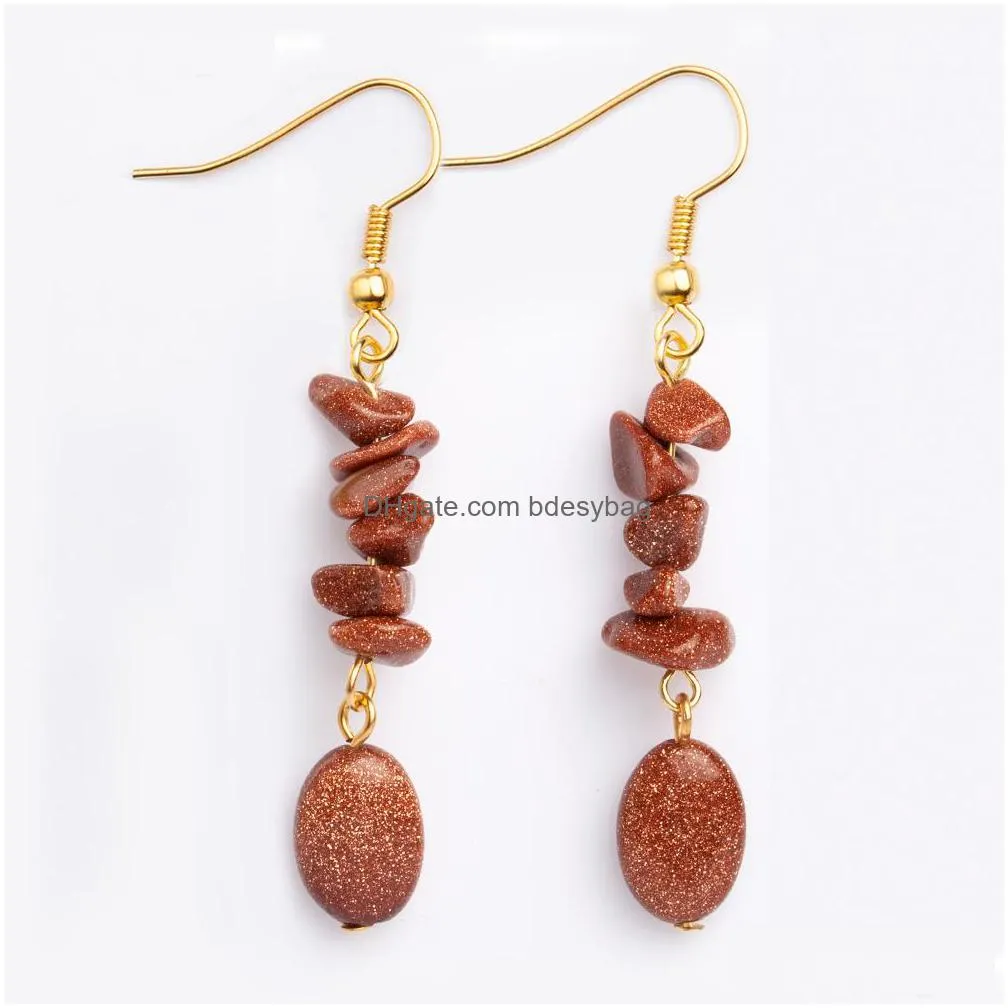 reiki natural crystal dangle earrings for women 47mm chip stone long tassel pendulum rock carnelian purple crystal drop earring