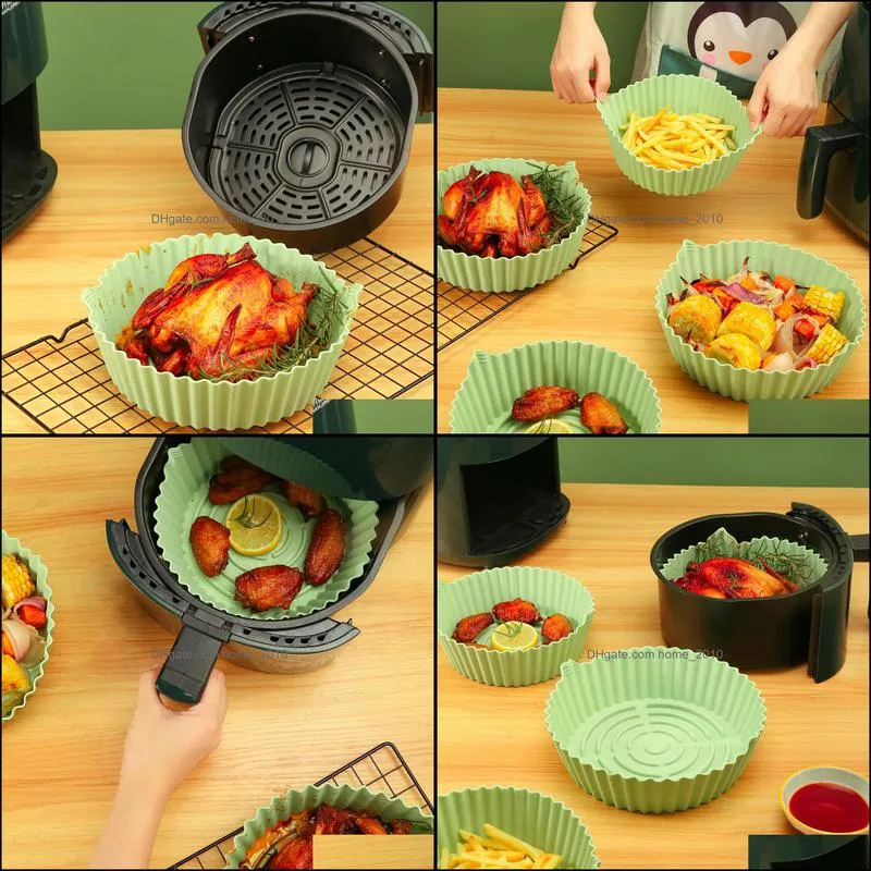 air fryer silicone baking pan round reusable liner nonstick high temperature resistant siliconepan
