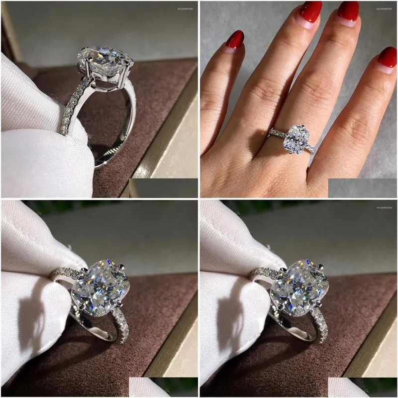 wedding rings vagzeb luxury silver color solitaire cubic zirconia round cut genuine engagement party jewelry