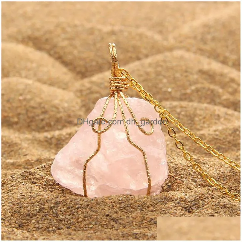 natural crystal healing stone pendant raw mineral irregular quartz duzy crystals necklaces for women men