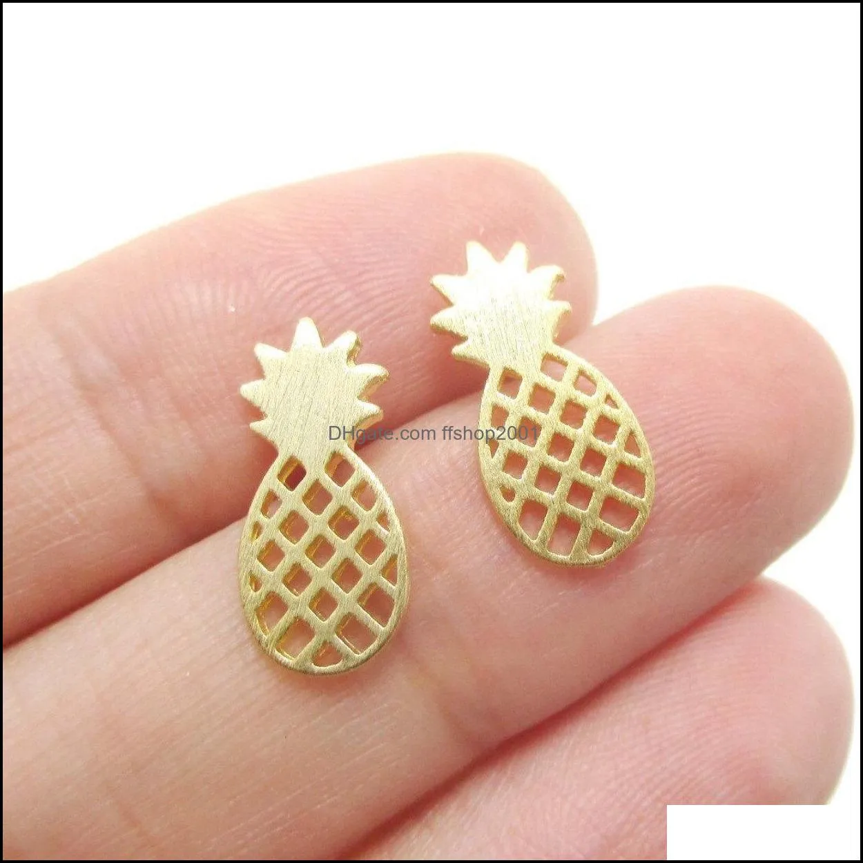 high quality hollowed pineapple ear studs for women unique design arrival alloy rose gold silver gold plating studs earrings